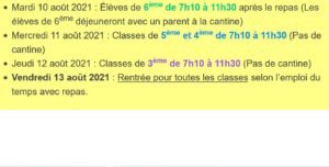 RENTRÉE DES CLASSES 2021-2022